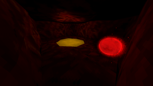 A Blood Orb in a small fleshy room with an acid pool leading outside.