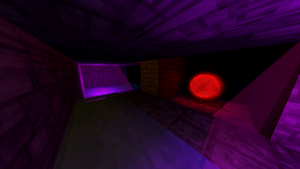 A small sewer passage with water flowing along, and a small space where a Blood Orb can be seen. In the distance a hole leading outside can be seen.